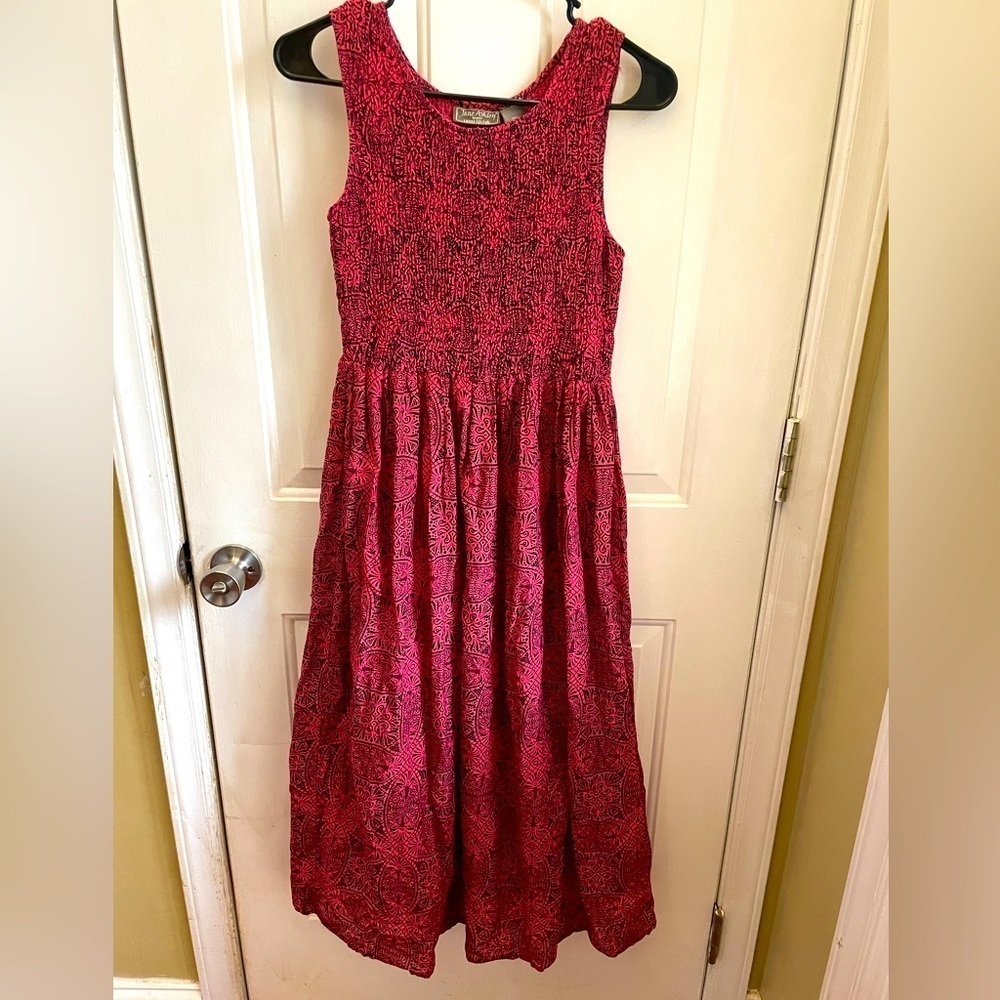 Jane Ashley Womens Size S Sleeveless  Multicolor Print Smocked Tank Dress